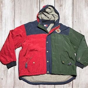 Vintage 90s Tommy Hilfiger Athletic Gear Men’s XL Color Block Crest Jacket Coat
